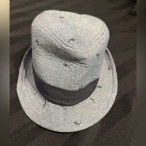 Joe Fresh 100% cotton baby 0-12 month light blue dress hat with fish design